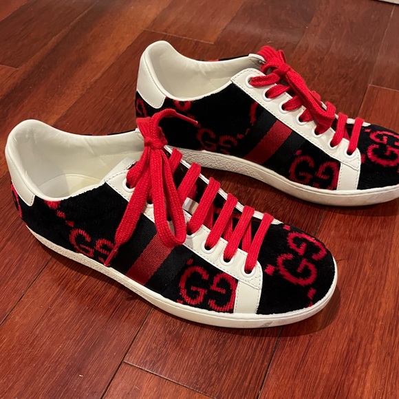 Gucci | New Ace Sneaker Terry Cloth Red Navy Blue Logomania 35 - Picture 6 of 6